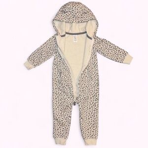 Carter's Leopard Zip Up Jumpsuit with Hood
